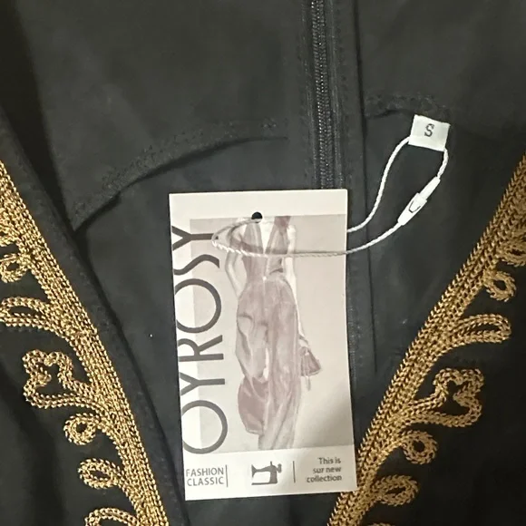 Elegant Black Mini Dress with Gold Accents - Picture 2 of 6